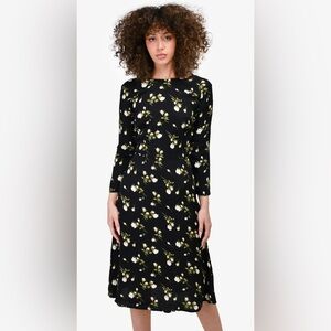 Reformation Black Floral Long Sleeve Dress